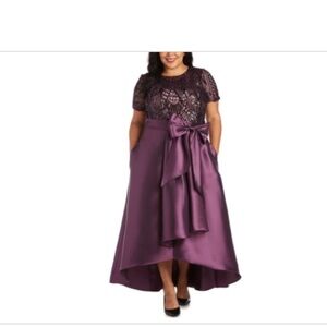 NWT R&M Richard's Purple Sequin Dress with Bow